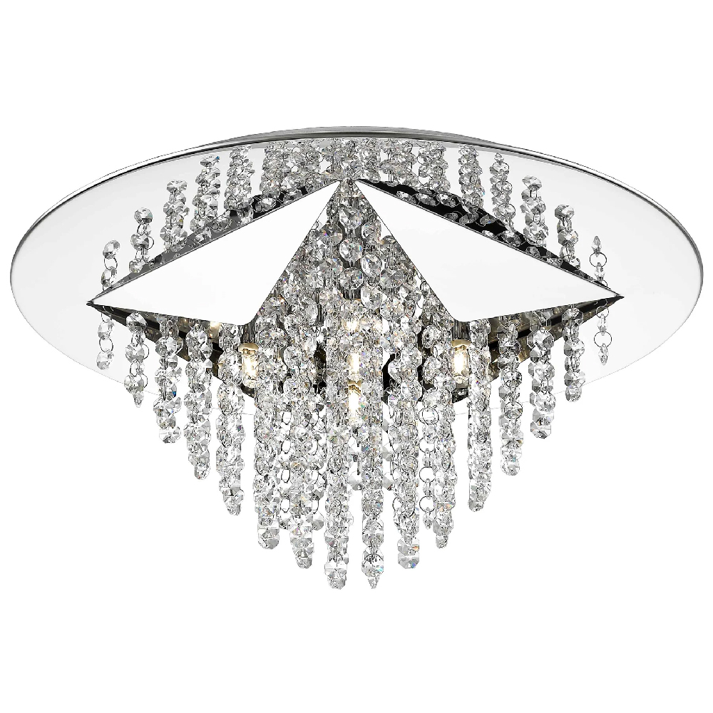 Read more about Estela clear crystal droplet flush light in chrome