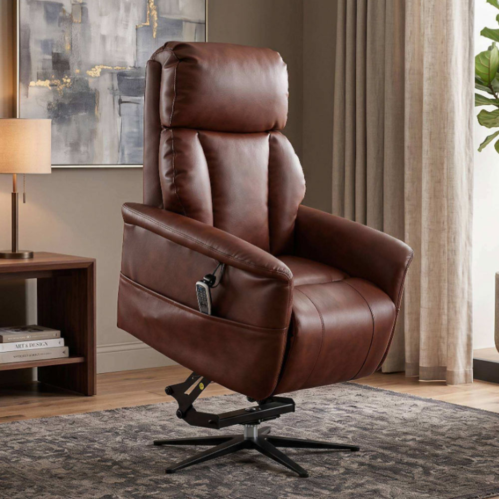 Estelle Leather Air Lift & Tilt Electric Recliner in Tan