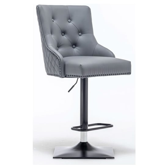 Estes Round Knocker Faux Leather Bar Chair In Grey_1