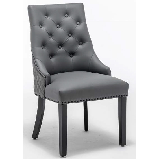 Read more about Estes round knocker faux leather dining chair in grey