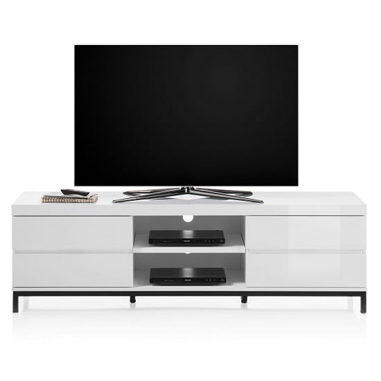 Read more about Estonia lowboard tv stand in white high gloss with 4 drawers