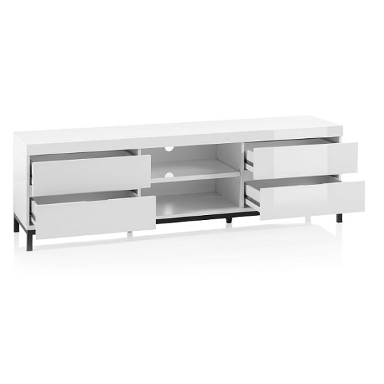Estonia Lowboard TV Stand In White High Gloss With 4 Drawers_2