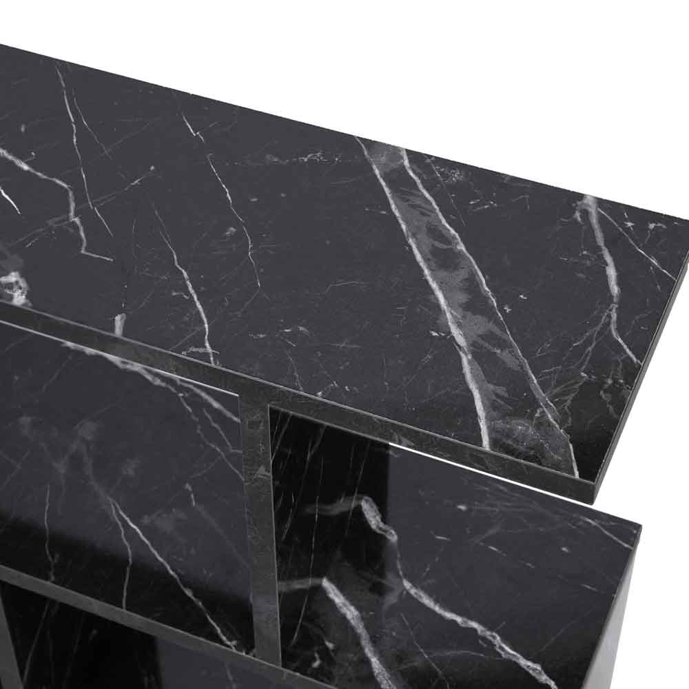 Estoril Wooden Side Table in Black Marble Effect