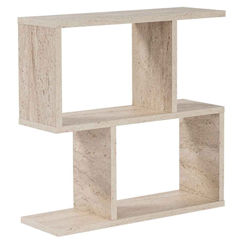 Estoril Wooden Side Table in Travertine Marble Effect