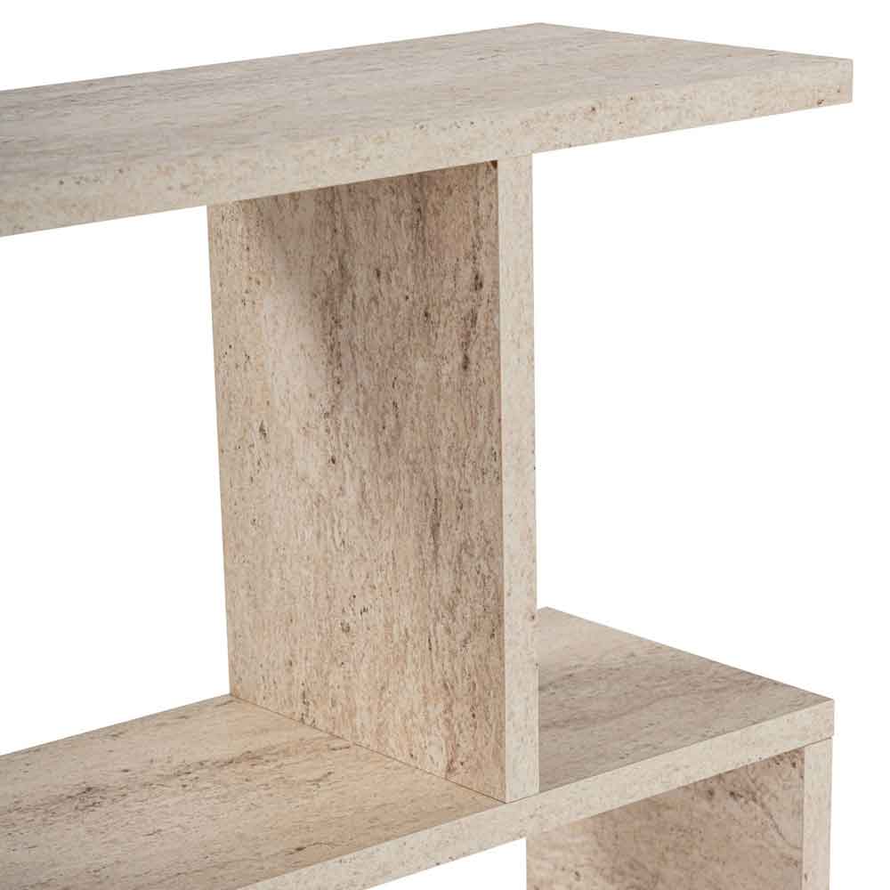 Estoril Wooden Side Table in Travertine Marble Effect