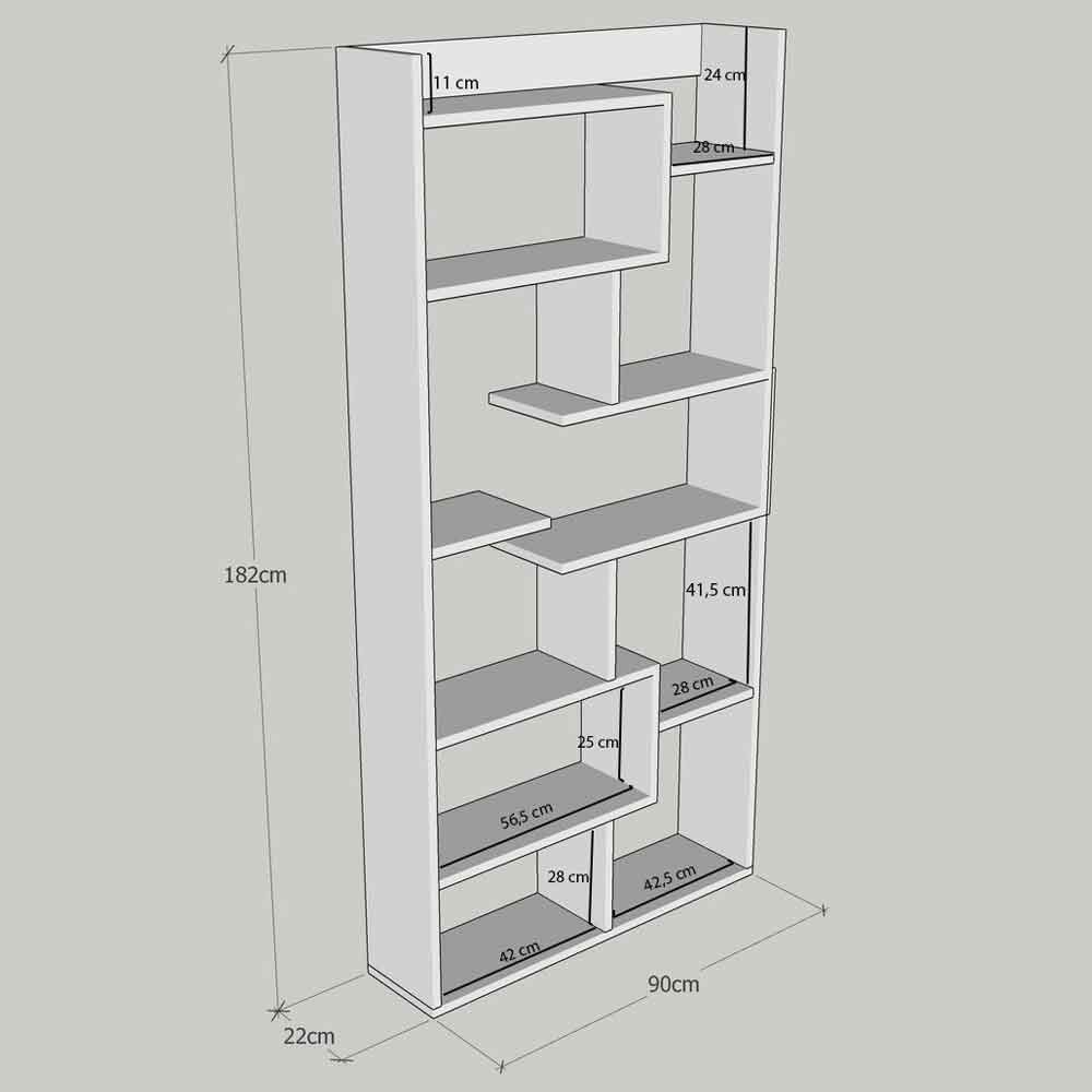 Estoril Wooden Bookcase with 10 Shelves in Pine