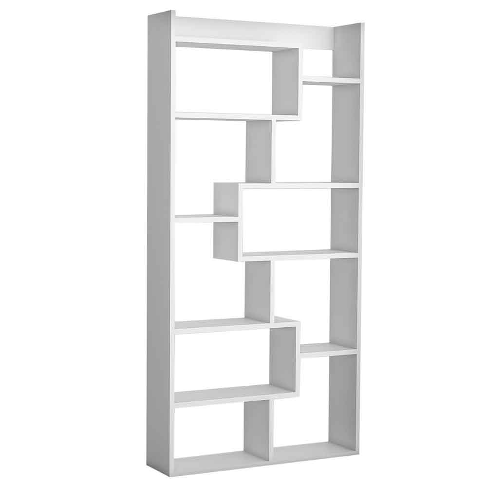 Estoril Wooden Bookcase with 10 Shelves in White
