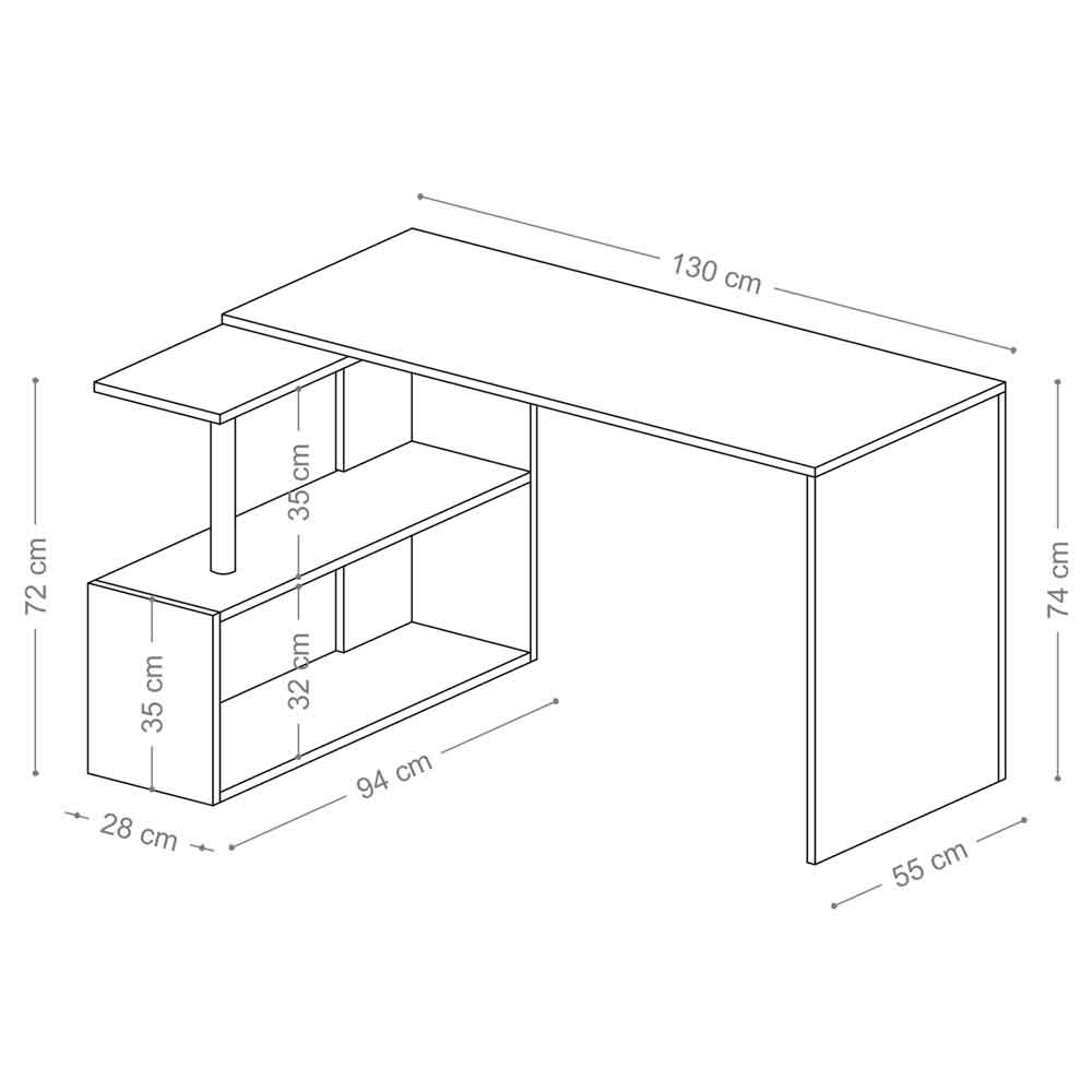 Estoril Wooden Corner Laptop Desk in White