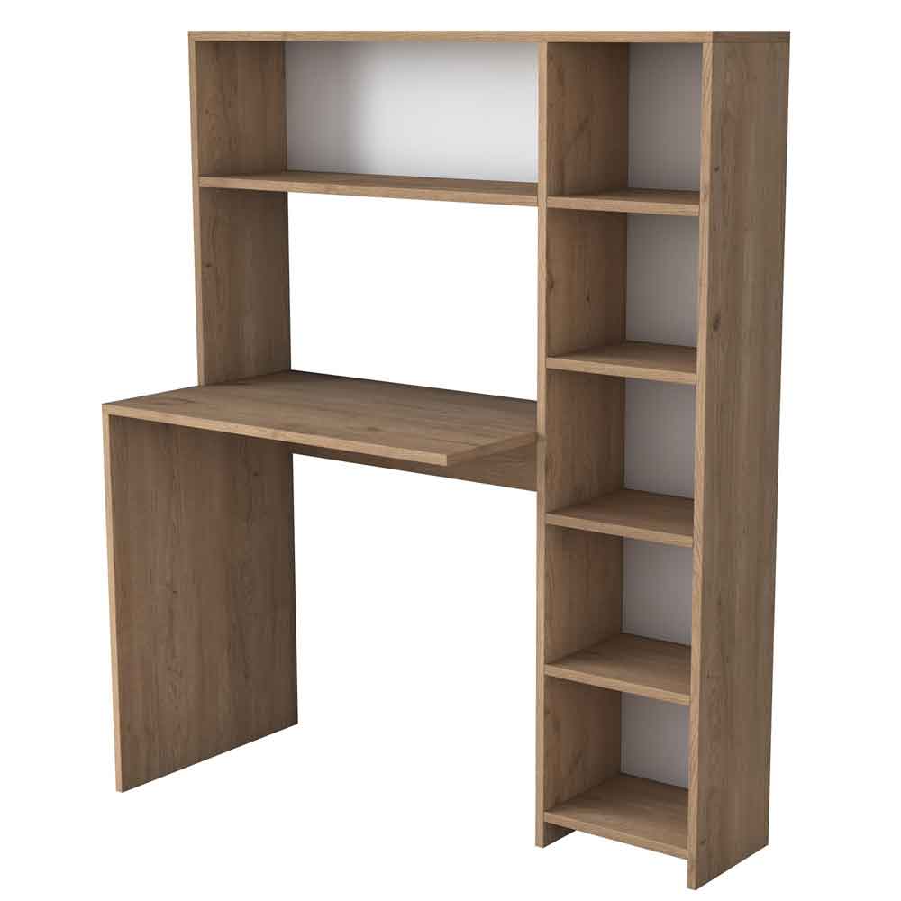 Estoril Wooden Laptop Desk with Bookshelf in Oak