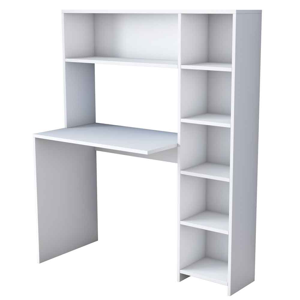 Estoril Wooden Laptop Desk with Bookshelf in White