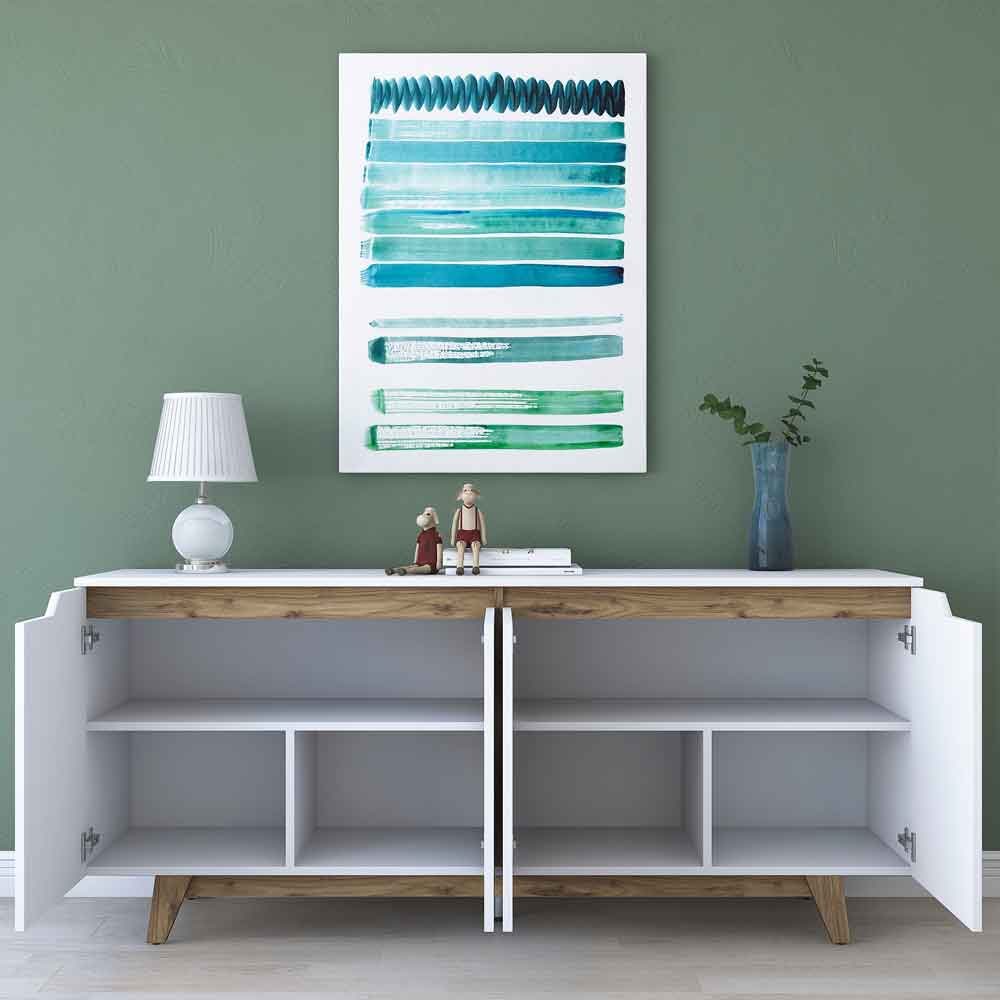 Estoril Wooden Sideboard with 4 Doors in White and Walnut