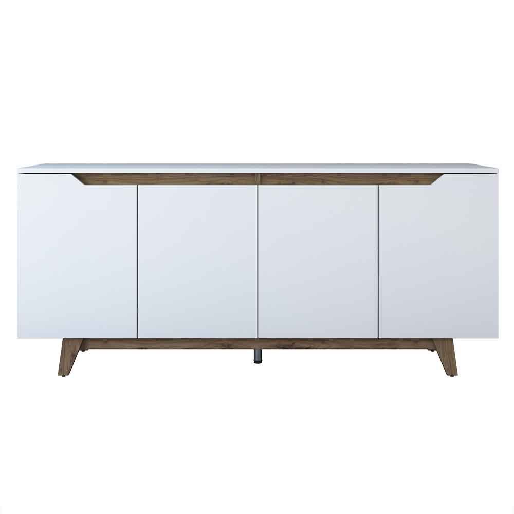 Estoril Wooden Sideboard with 4 Doors in White and Walnut