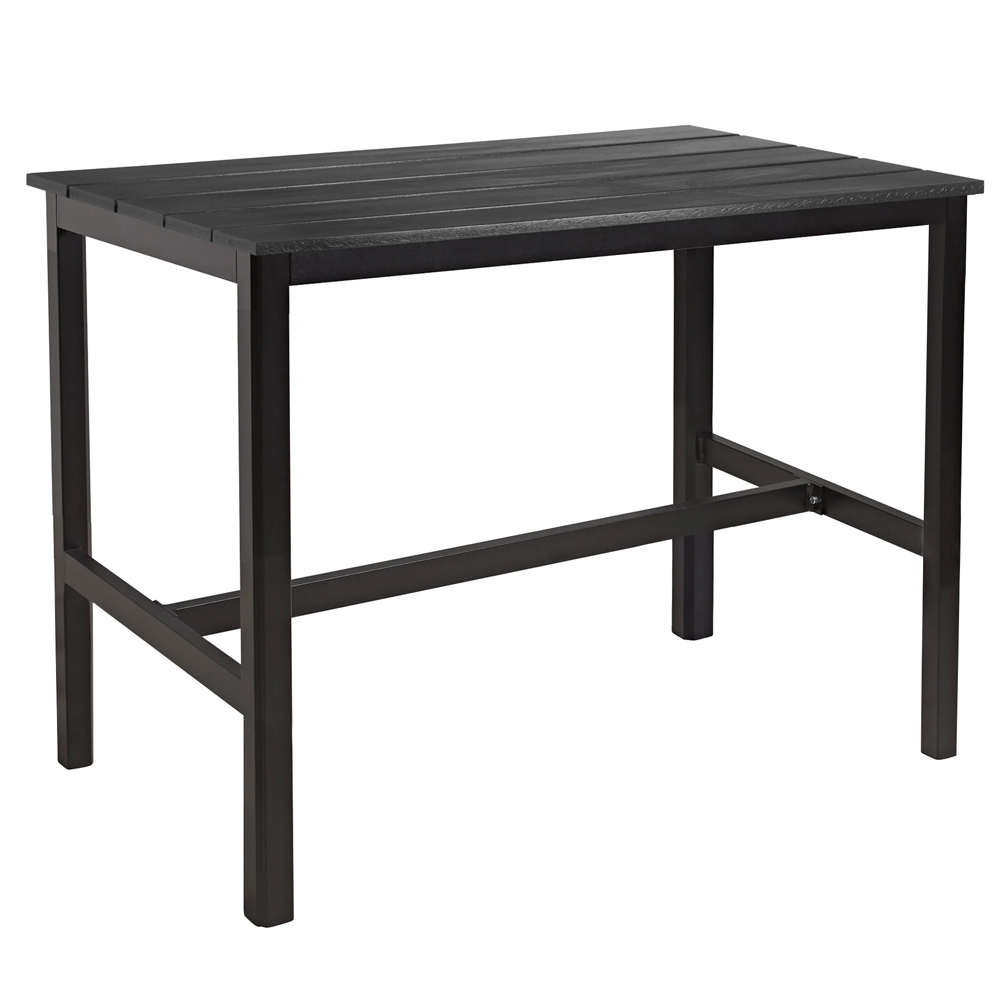 Etax 119cm Wooden Black Top Bar Table with Aluminium Base