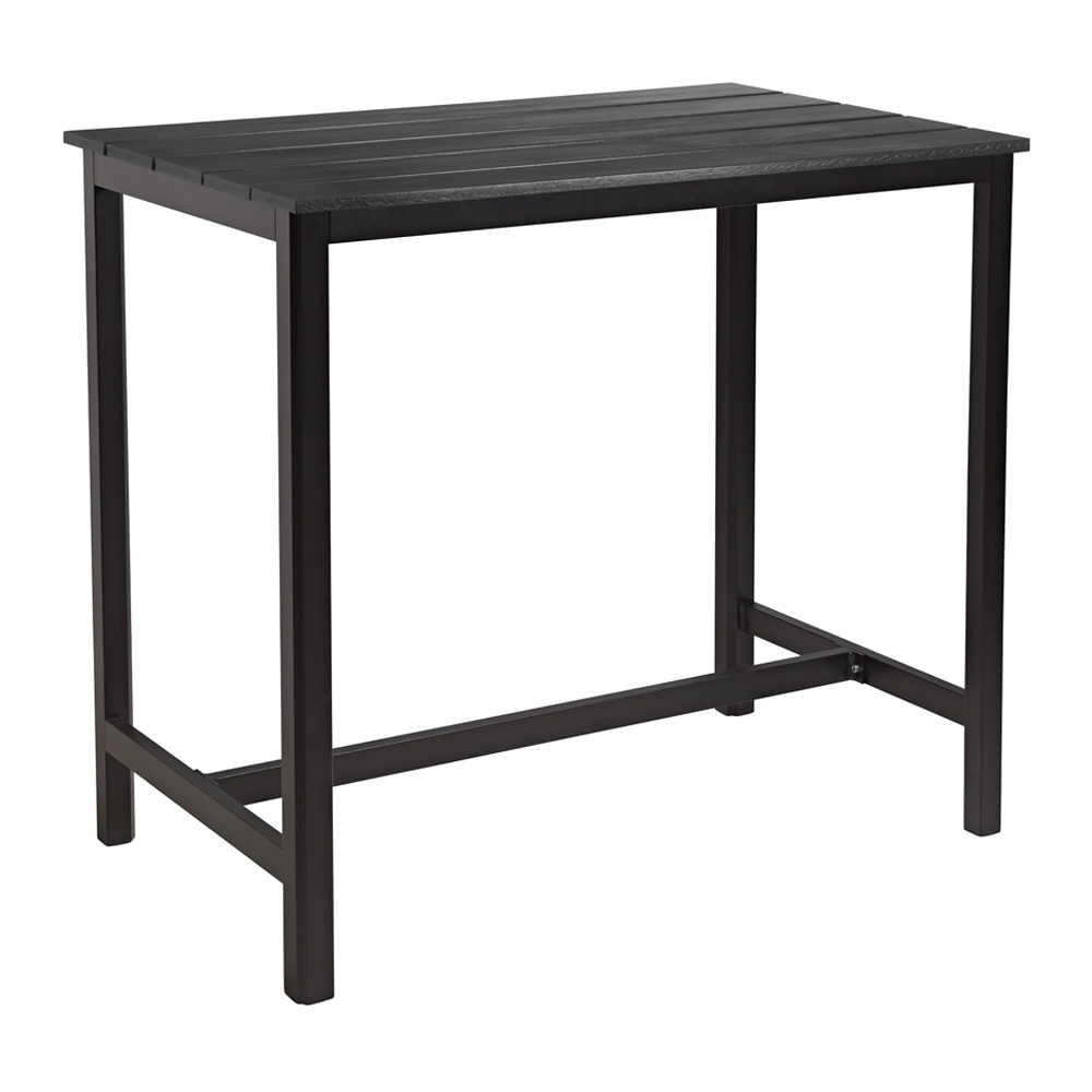 Etax 180cm Wooden Black Bar Table with Steel Base