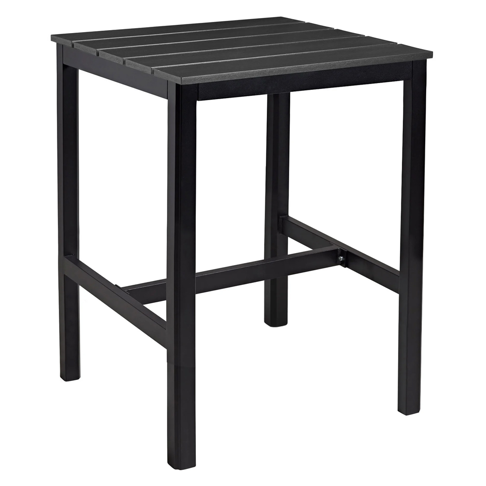 Etax 69cm Wooden Black Top Bar Table with Aluminium Base