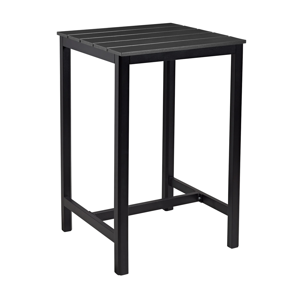 Etax 69cm Wooden Black Top Poseur Bar Table with Aluminium Base