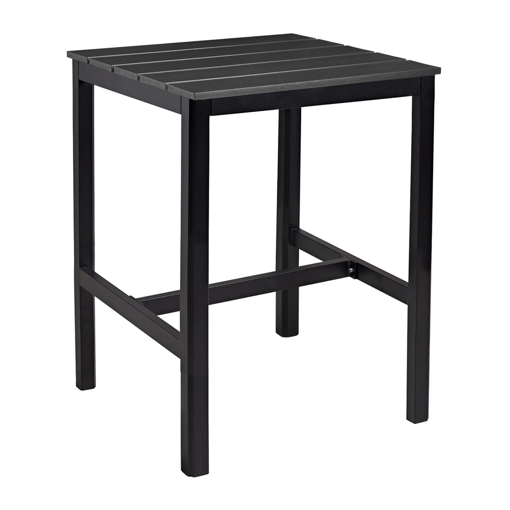 Etax 80cm Wooden Black Top Bar Table with Aluminium Base