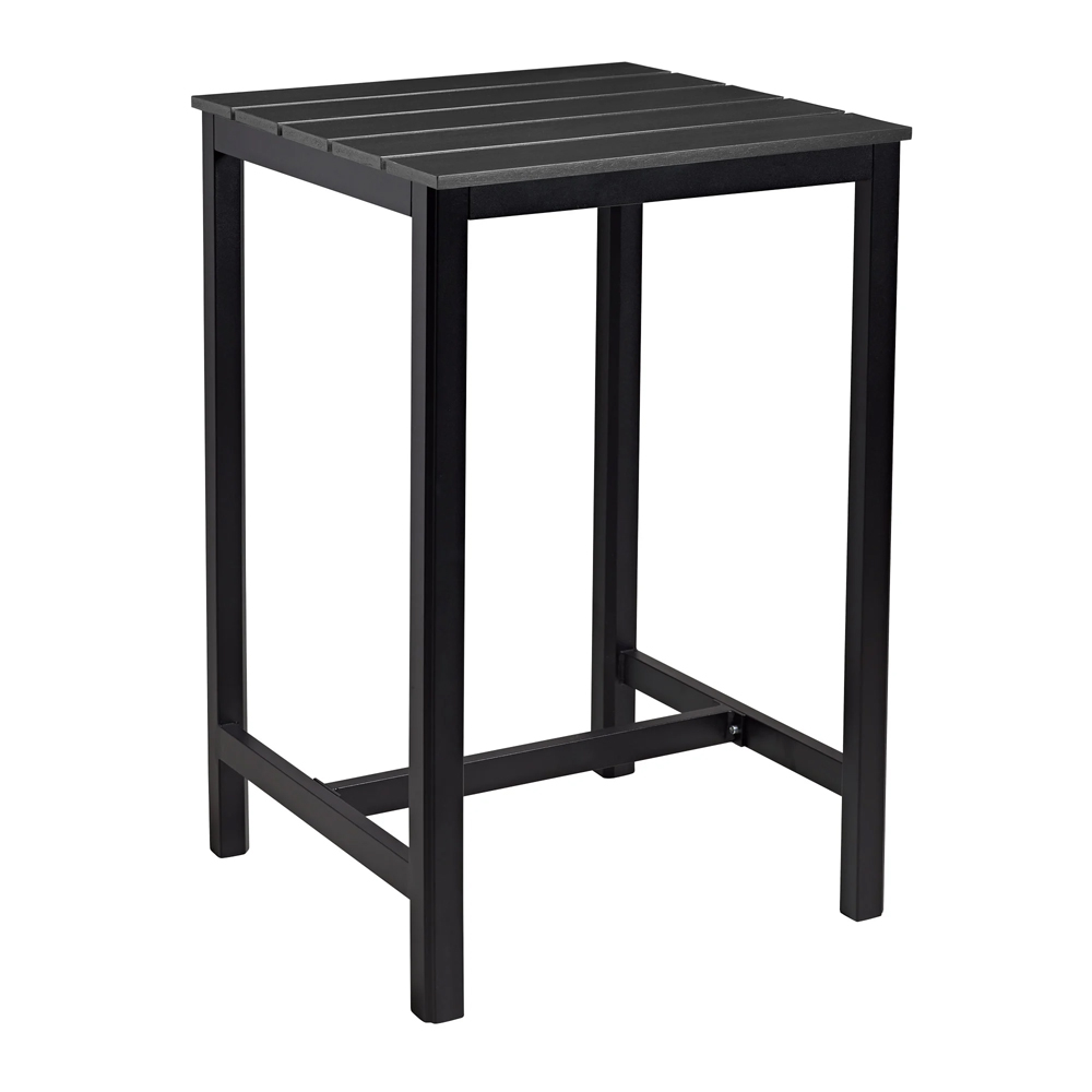 Etax 80cm Wooden Black Top Poseur Bar Table with Aluminium Base
