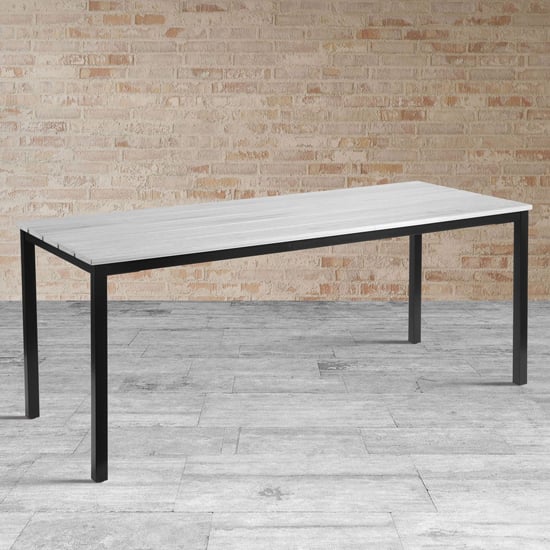 Photo of Etax rectangular 180cm wooden dining table in whitewash