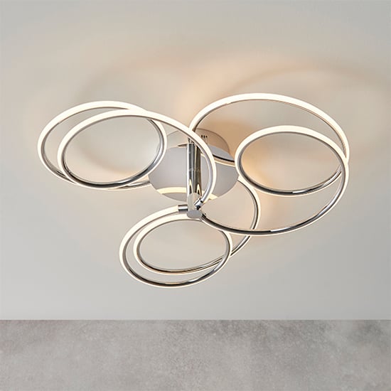 Photo of Eterne 3 lights semi flush ceiling light in chrome