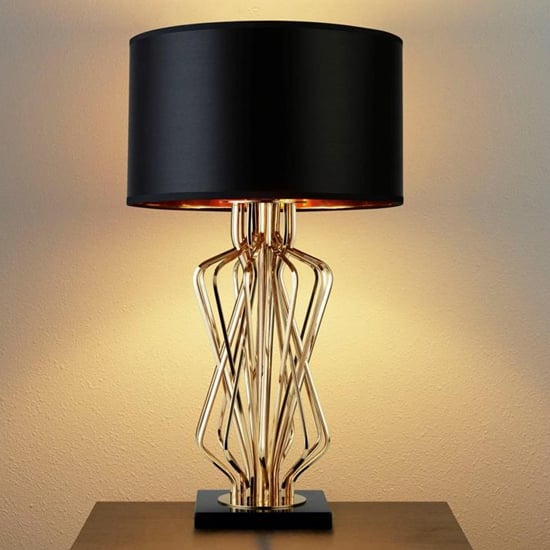 Ethan Black Shade Table Lamp With Gold Marble Base