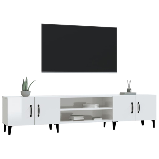 Ethan High Gloss TV Stand With 4 Doors In White