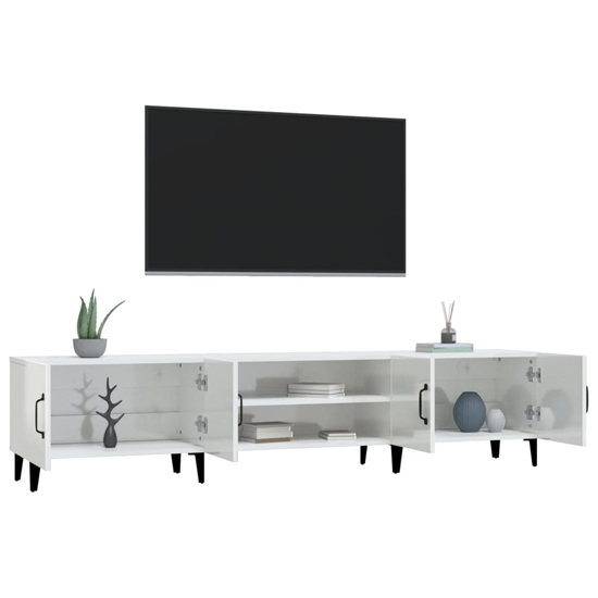 Ethan High Gloss TV Stand With 4 Doors In White