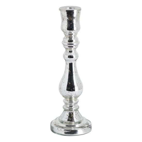 Read more about Ethan metallic tall curved glass candle holder in silver