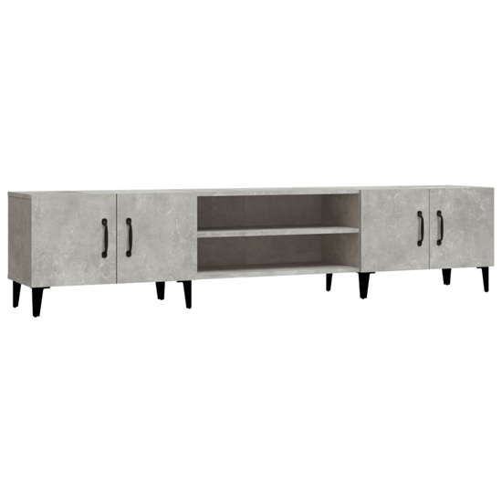 Ethan Wooden TV Stand With 4 Doors In Concrete Effect
