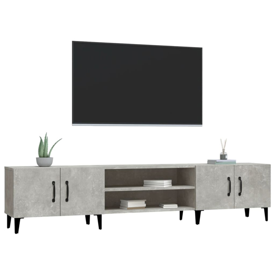 Ethan Wooden TV Stand With 4 Doors In Concrete Effect