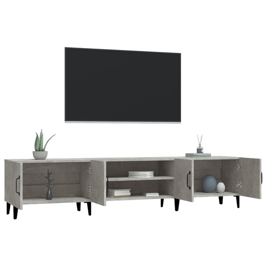 Ethan Wooden TV Stand With 4 Doors In Concrete Effect