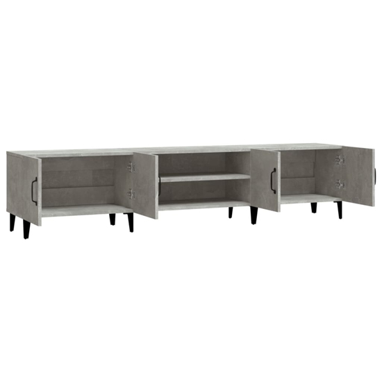 Ethan Wooden TV Stand With 4 Doors In Concrete Effect