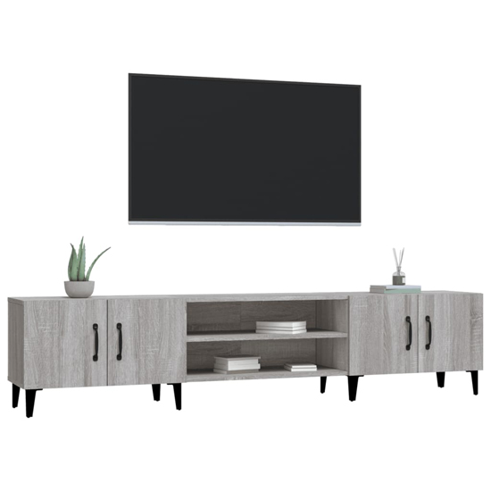 Ethan Wooden TV Stand With 4 Doors In Grey Sonoma Oak