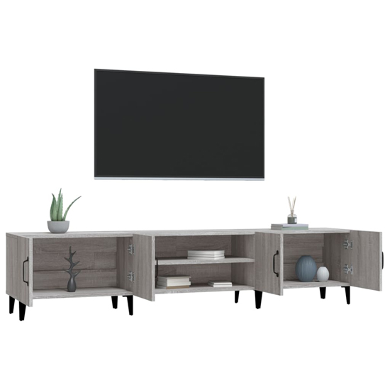 Ethan Wooden TV Stand With 4 Doors In Grey Sonoma Oak