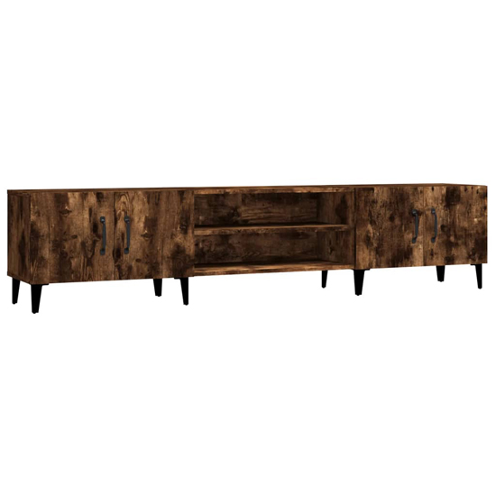 Ethan Wooden TV Stand With 4 Doors In Smoked Oak