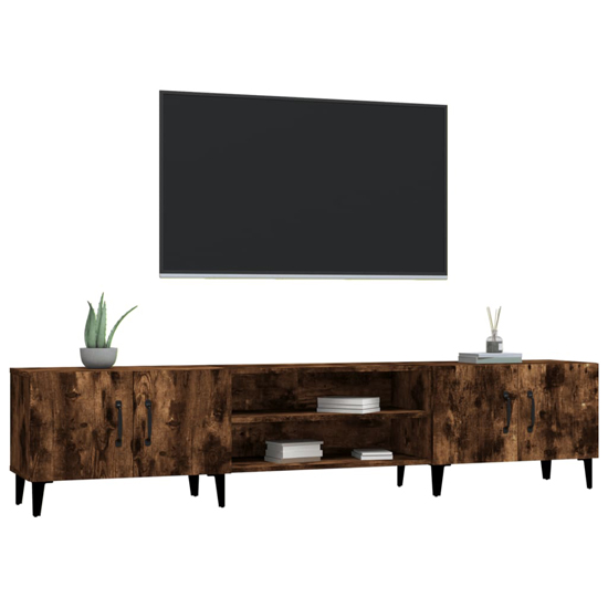 Ethan Wooden TV Stand With 4 Doors In Smoked Oak