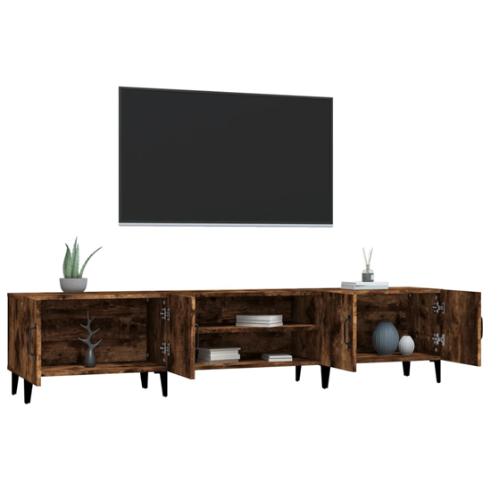 Ethan Wooden TV Stand With 4 Doors In Smoked Oak