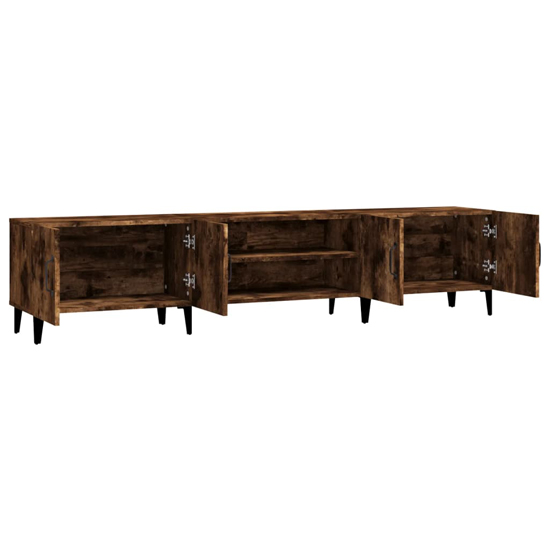 Ethan Wooden TV Stand With 4 Doors In Smoked Oak