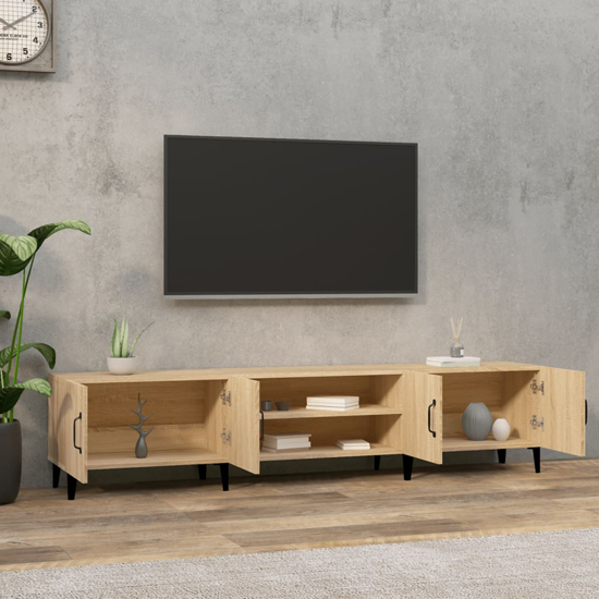 Ethan Wooden TV Stand With 4 Doors In Sonoma Oak
