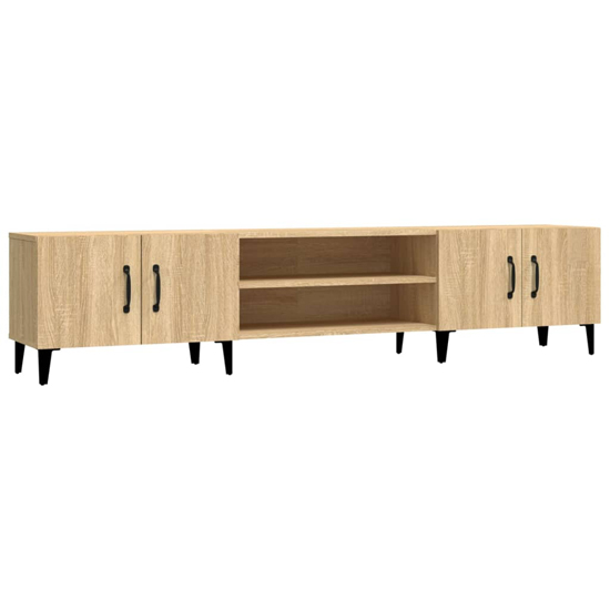 Ethan Wooden TV Stand With 4 Doors In Sonoma Oak