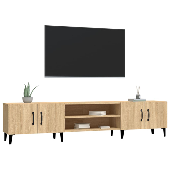 Ethan Wooden TV Stand With 4 Doors In Sonoma Oak