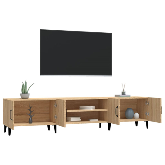 Ethan Wooden TV Stand With 4 Doors In Sonoma Oak