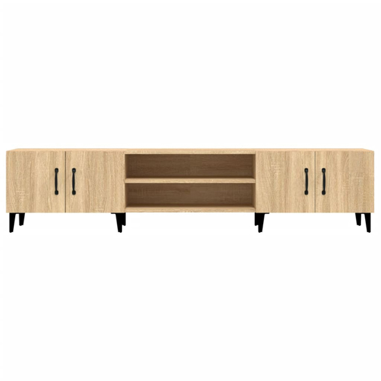 Ethan Wooden TV Stand With 4 Doors In Sonoma Oak