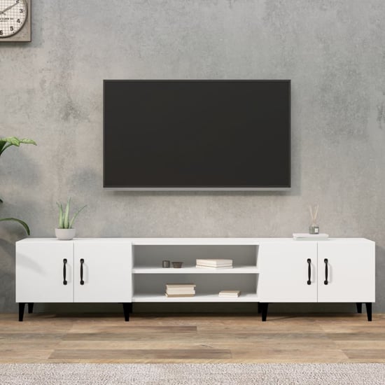 Product photograph of Ethan Wooden Tv Stand With 4 Doors In White from Furniture in Fashion