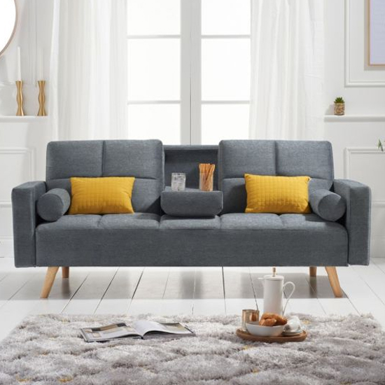 Etica Chesterfield Linen Fabric 3 Seater Sofa Bed In Grey_2