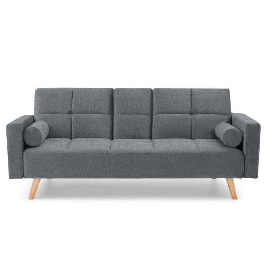 Etica Chesterfield Linen Fabric 3 Seater Sofa Bed In Grey_4