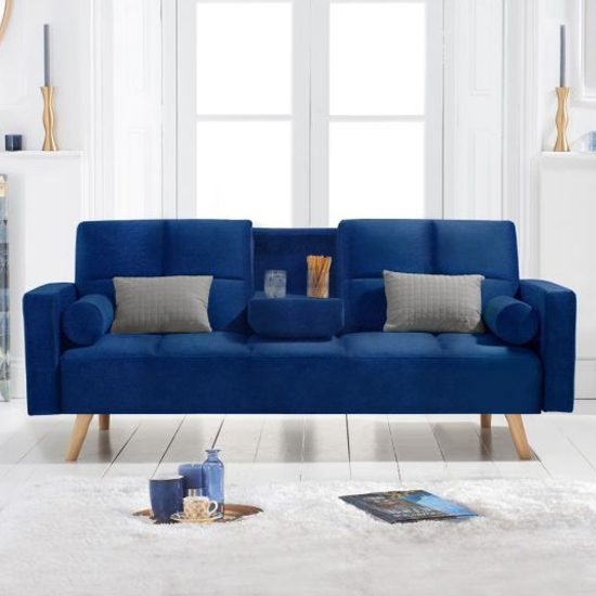 Etica Chesterfield Velvet 3 Seater Sofa Bed In Blue_2