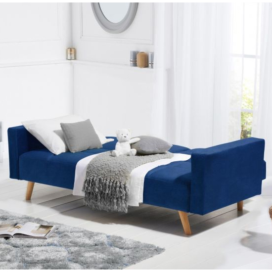 Etica Chesterfield Velvet 3 Seater Sofa Bed In Blue_3
