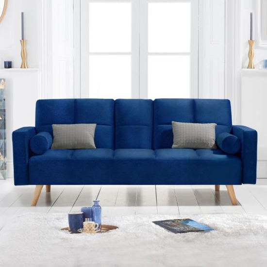 Etica Chesterfield Velvet 3 Seater Sofa Bed In Blue_1