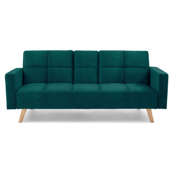 Etica Chesterfield Velvet 3 Seater Sofa Bed In Green_4